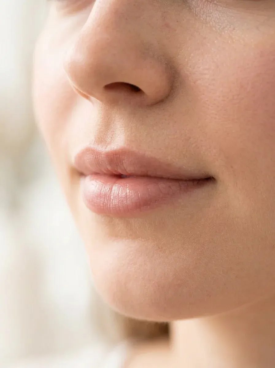 Nahaufnahme voller Lippen in natürlichem Roséton